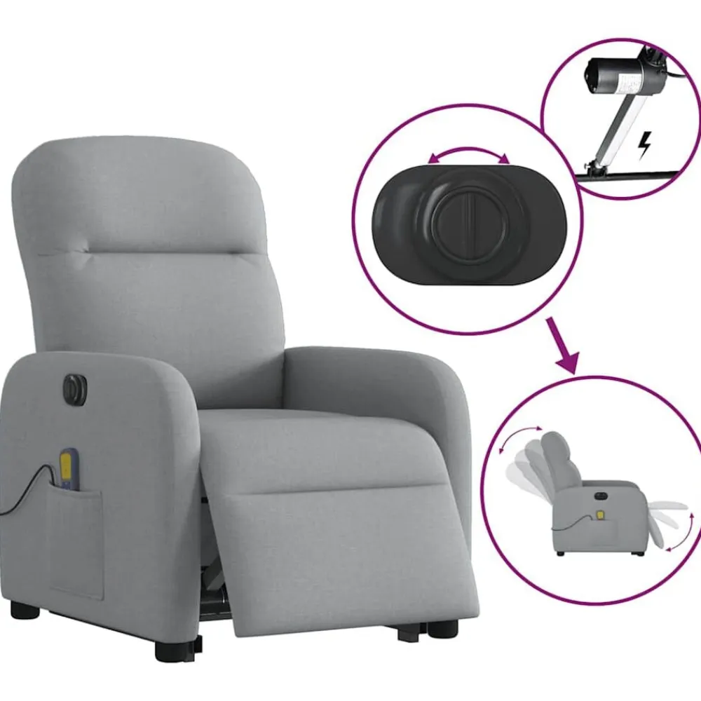 vidaXL Sillas-Sillón de masaje eléctrico reclinable elevable tela
