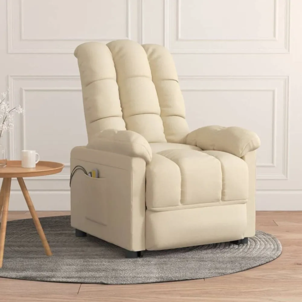 vidaXL Sillón de masaje elevable tela color Crema New