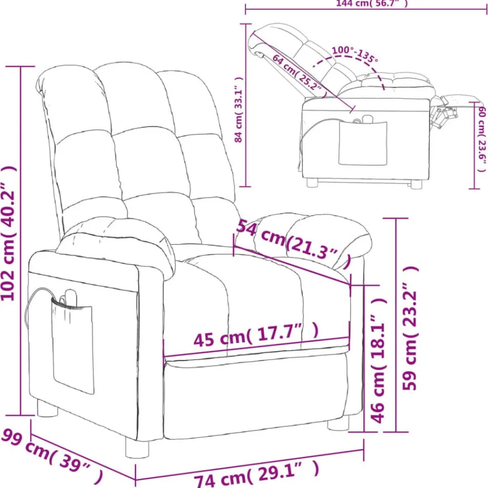 vidaXL Sillón de masaje elevable tela color Crema New