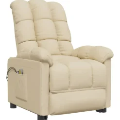 vidaXL Sillón de masaje elevable tela color Crema New