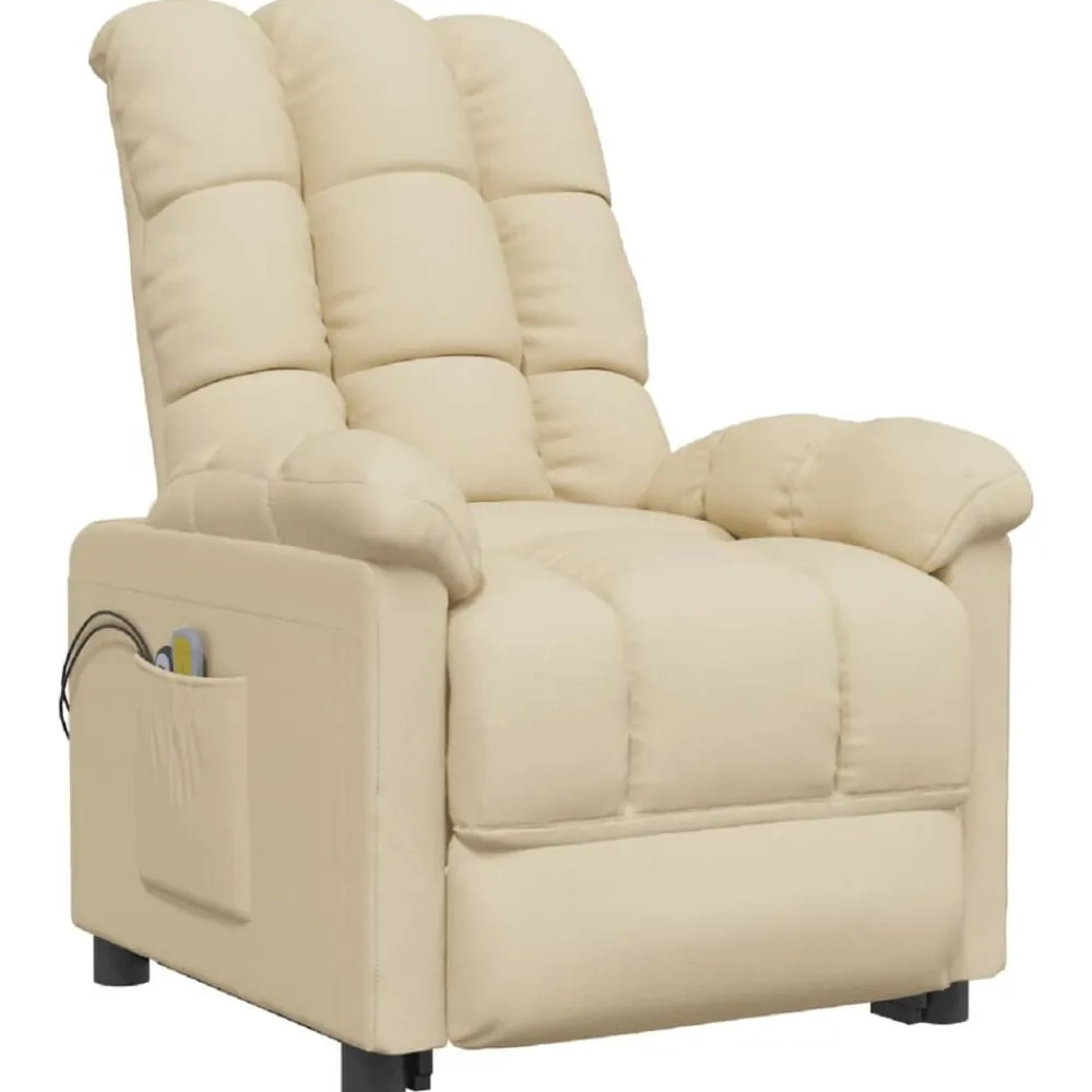 vidaXL Sillón de masaje elevable tela color Crema New