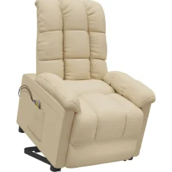 vidaXL Sillón de masaje elevable tela color Crema New