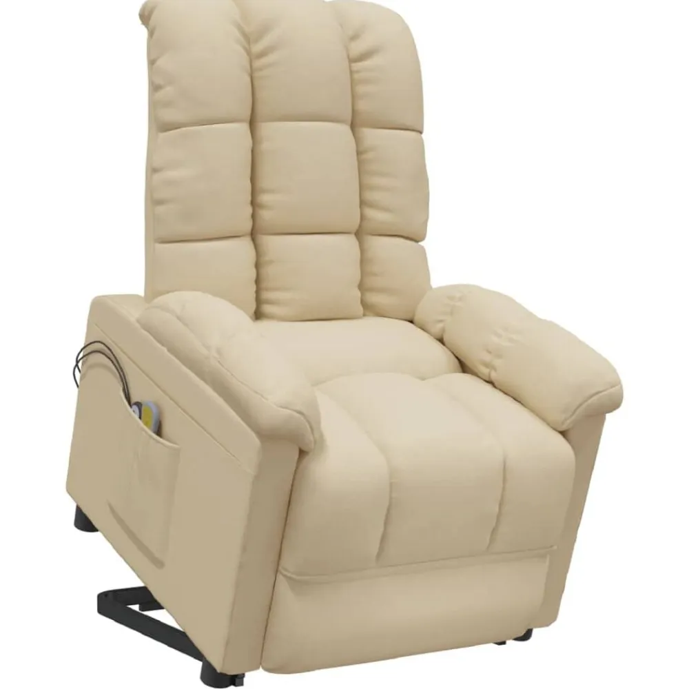 vidaXL Sillón de masaje elevable tela color Crema New