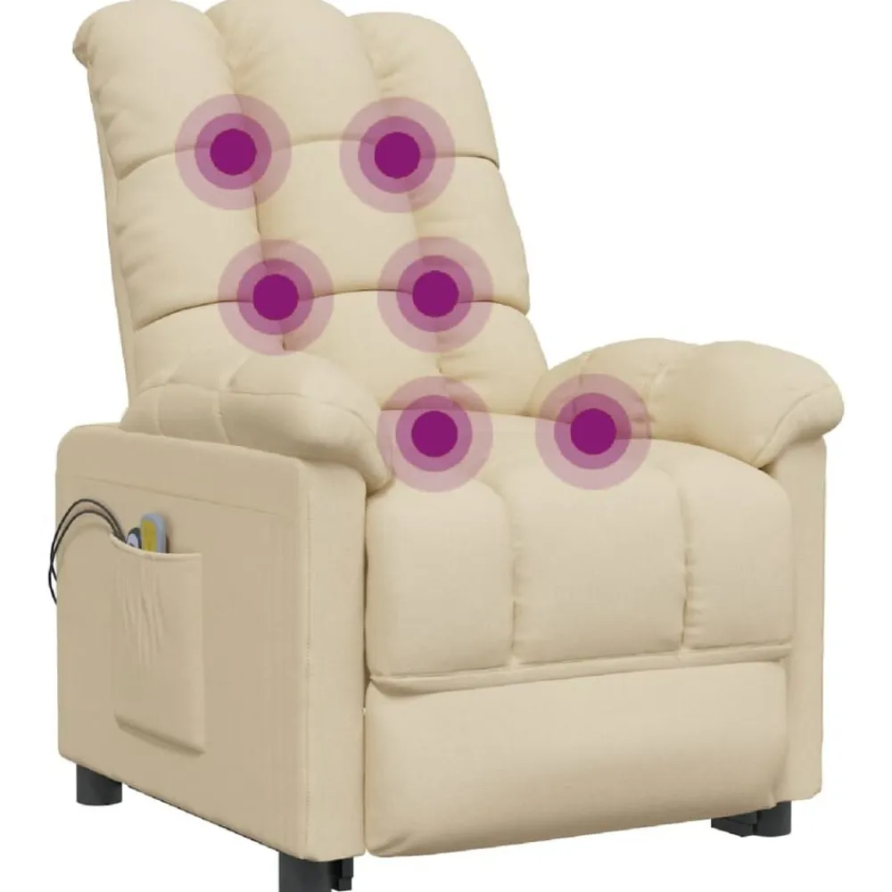 vidaXL Sillón de masaje elevable tela color Crema New