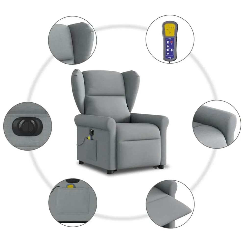 vidaXL Sillas-Sillón de masaje eléctrico reclinable elevable tela