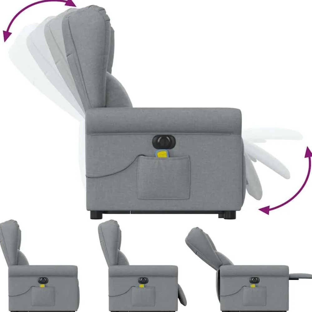 vidaXL Sillas-Sillón de masaje eléctrico reclinable elevable tela