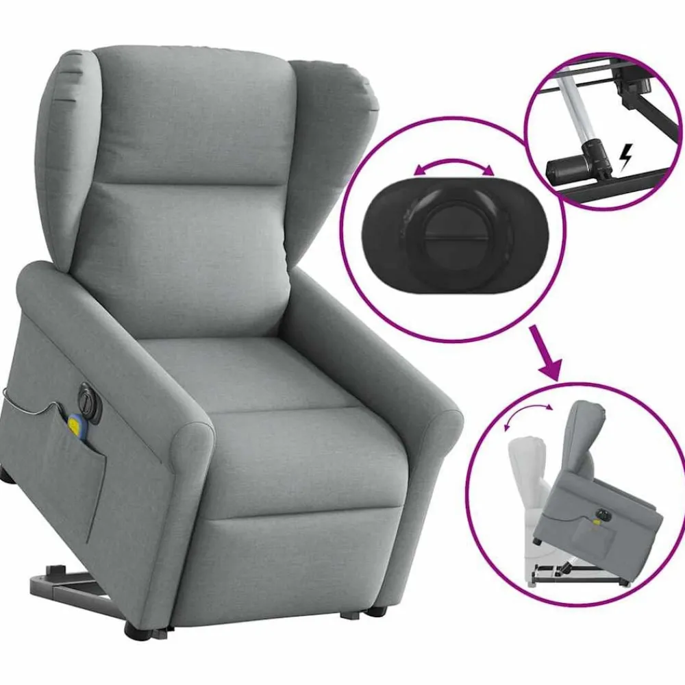 vidaXL Sillas-Sillón de masaje eléctrico reclinable elevable tela