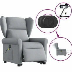 vidaXL Sillas-Sillón de masaje eléctrico reclinable elevable tela