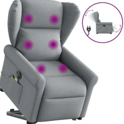 vidaXL Sillas-Sillón de masaje eléctrico reclinable elevable tela