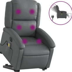 vidaXL Sillas-Sillón de masaje elevable eléctrico cuero sintético