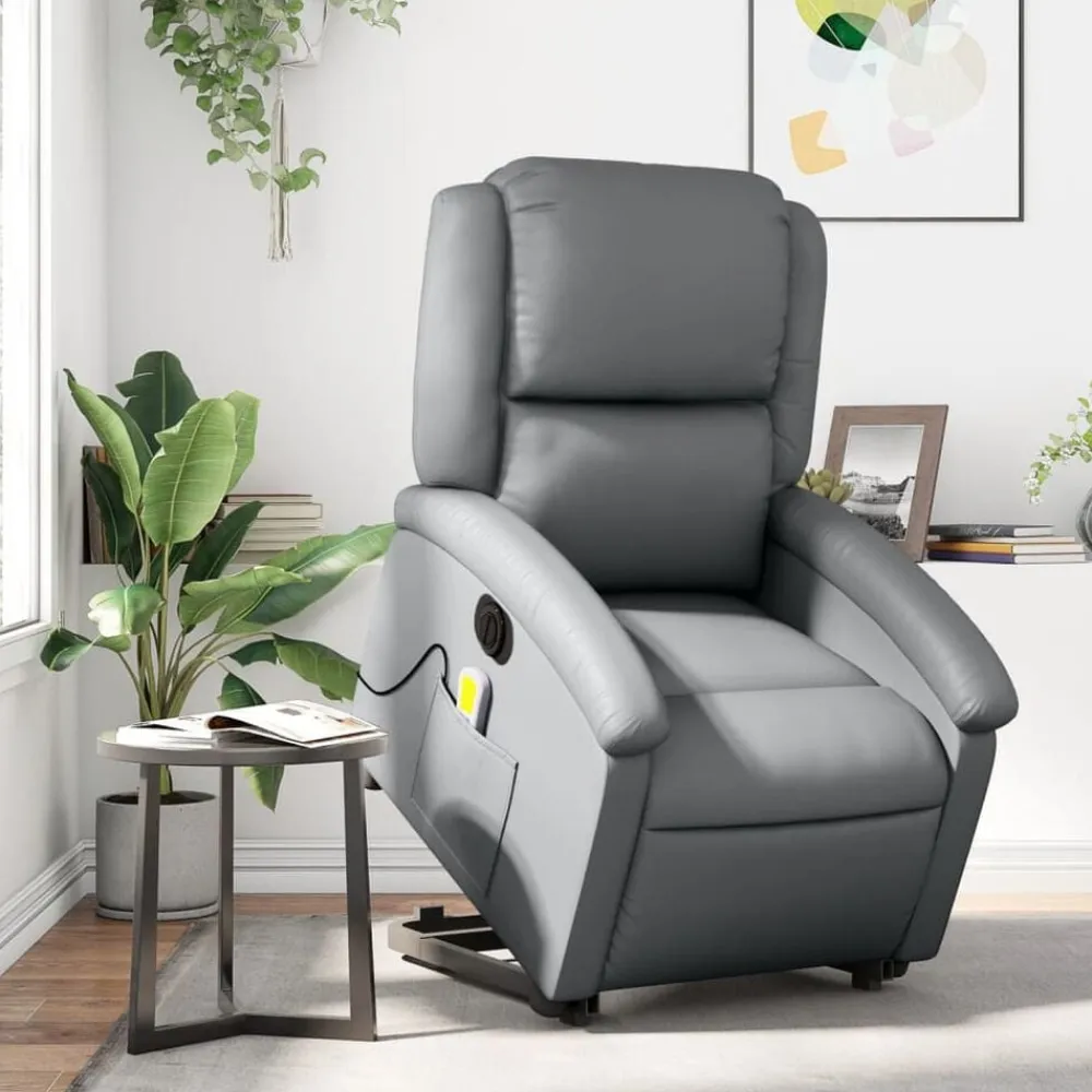 vidaXL Sillas-Sillón de masaje elevable eléctrico cuero sintético