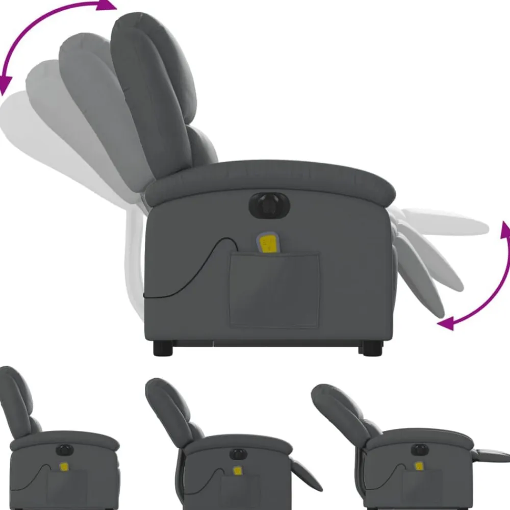 vidaXL Sillas-Sillón de masaje elevable eléctrico cuero sintético