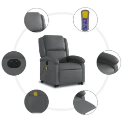 vidaXL Sillas-Sillón de masaje elevable eléctrico cuero sintético