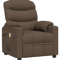 vidaXL Sillas-Sillón de masaje eléctrico tela marrón