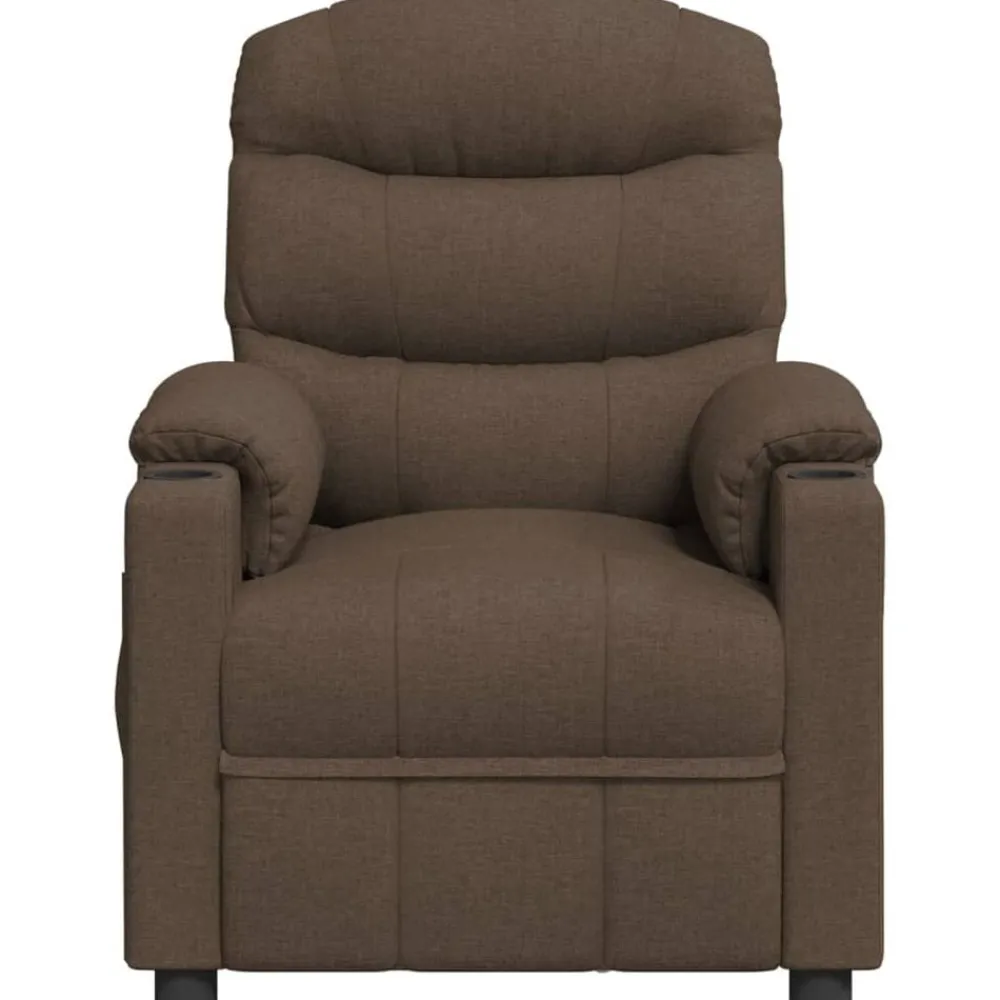 vidaXL Sillas-Sillón de masaje eléctrico tela marrón