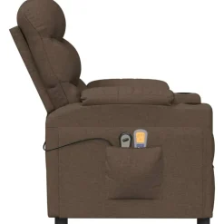 vidaXL Sillas-Sillón de masaje eléctrico tela marrón