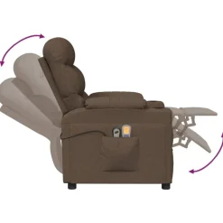 vidaXL Sillas-Sillón de masaje eléctrico tela marrón