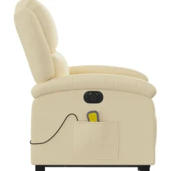 vidaXL Sillón de masaje eléctrico reclinable elevable tela Crema New