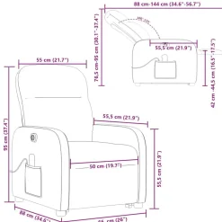 vidaXL Sillón de masaje eléctrico reclinable elevable tela rojo tinto Rojo vino tinto Discount
