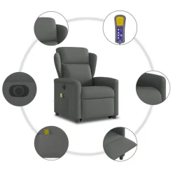 vidaXL Sillón de masaje eléctrico reclinable elevable tela Gris oscuro Online