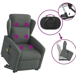 vidaXL Sillón de masaje eléctrico reclinable elevable tela Gris oscuro Online