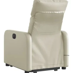 vidaXL Sillón de masaje elevable eléctrico cuero sintético Crema Sale