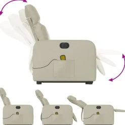 vidaXL Sillón de masaje elevable eléctrico cuero sintético Crema Sale