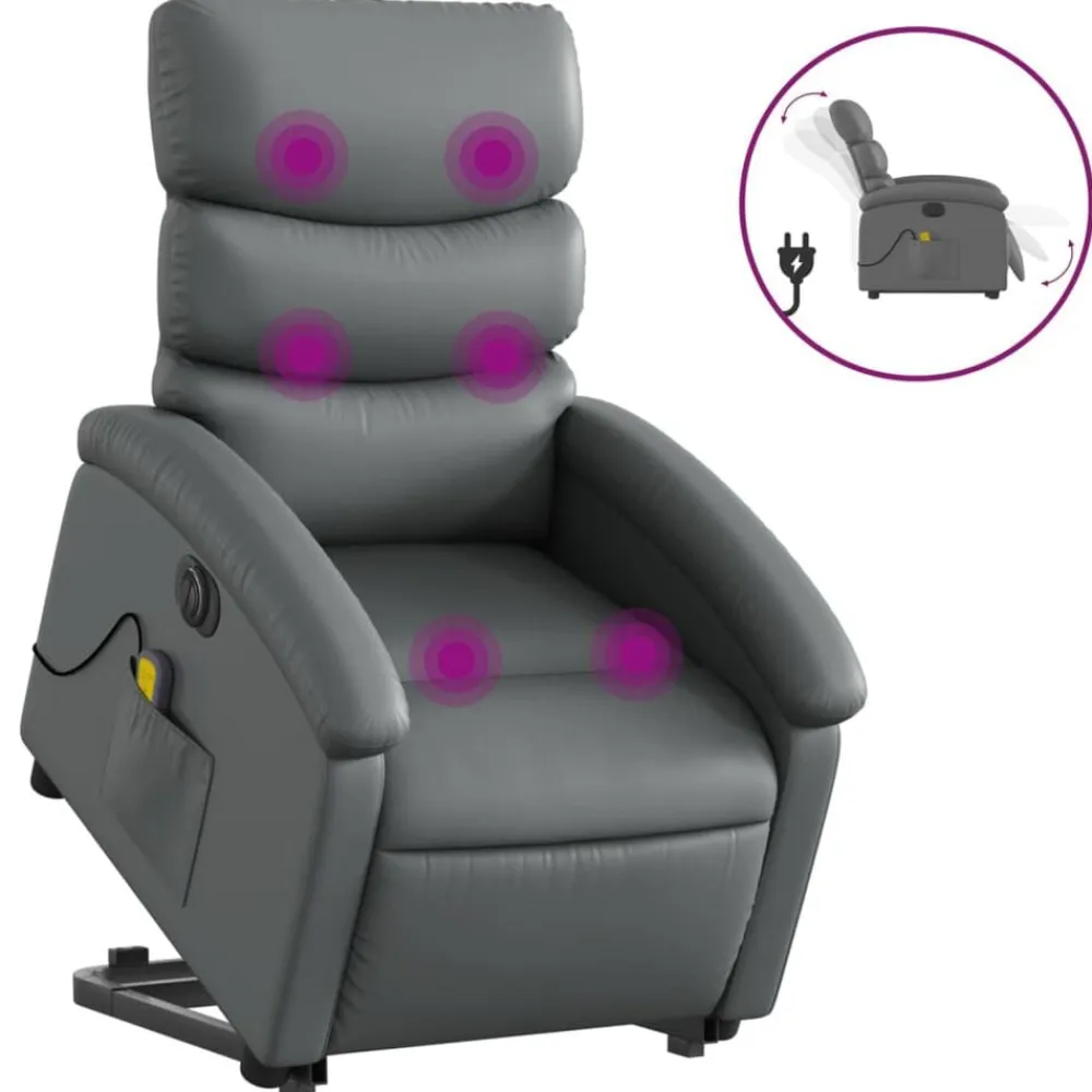 vidaXL Sillas-Sillón de masaje elevable eléctrico cuero sintético