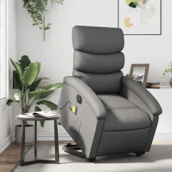 vidaXL Sillas-Sillón de masaje elevable eléctrico cuero sintético