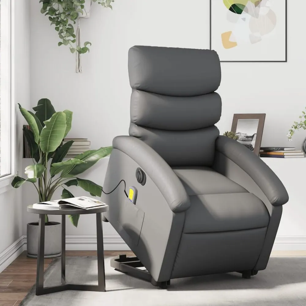 vidaXL Sillas-Sillón de masaje elevable eléctrico cuero sintético