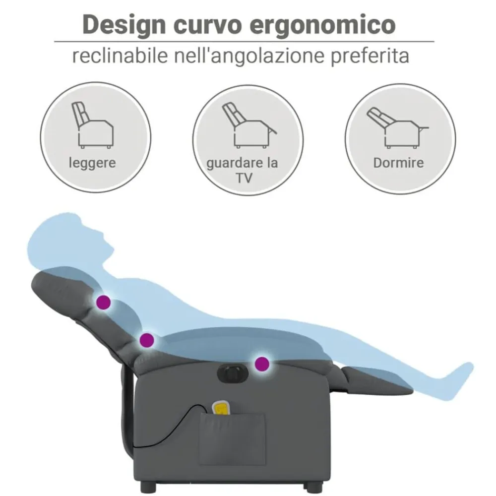 vidaXL Sillas-Sillón de masaje elevable eléctrico cuero sintético