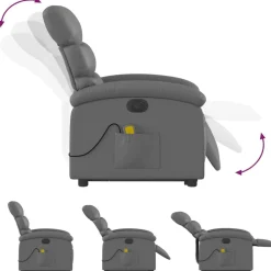 vidaXL Sillas-Sillón de masaje elevable eléctrico cuero sintético