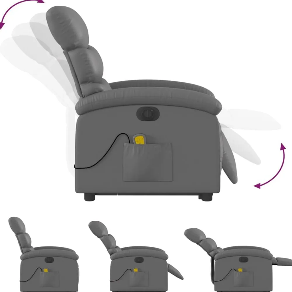 vidaXL Sillas-Sillón de masaje elevable eléctrico cuero sintético