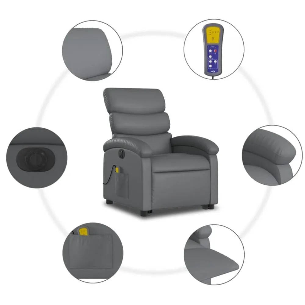vidaXL Sillas-Sillón de masaje elevable eléctrico cuero sintético