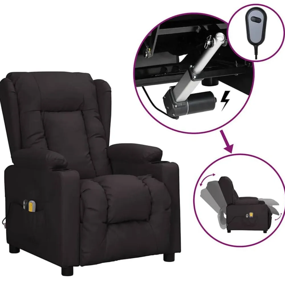 vidaXL Sillón de masaje eléctrico cuero sintético Negro Best