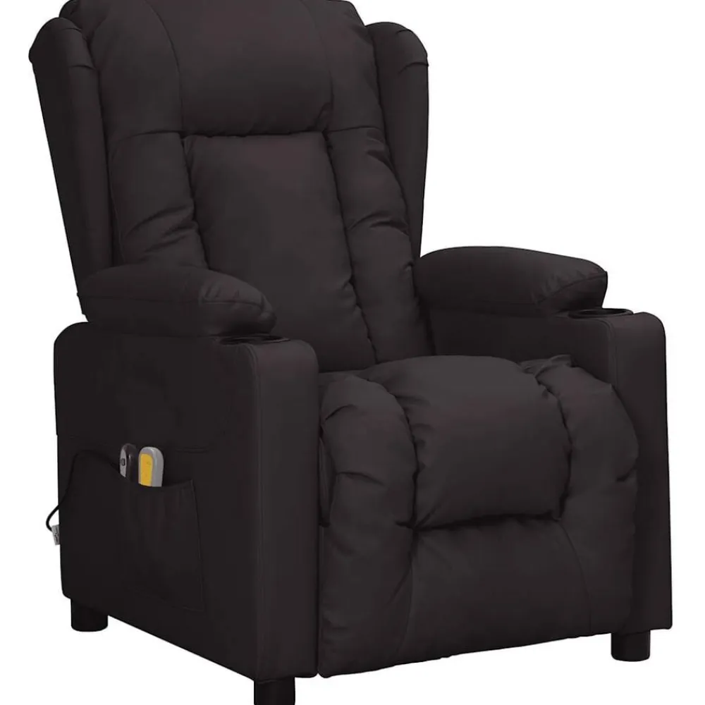 vidaXL Sillón de masaje eléctrico cuero sintético Negro Best