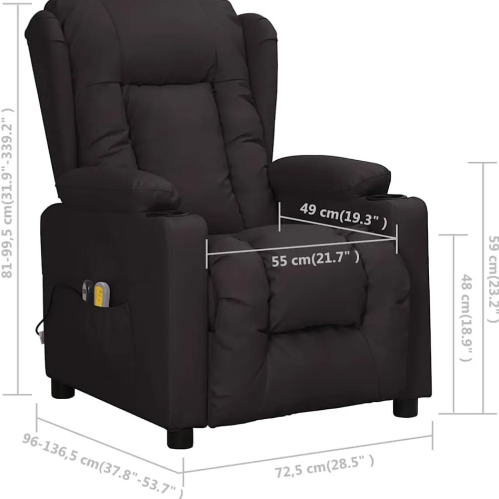 vidaXL Sillón de masaje eléctrico cuero sintético Negro Best