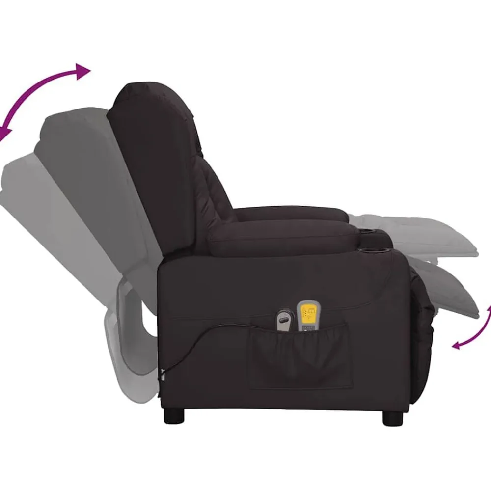 vidaXL Sillón de masaje eléctrico cuero sintético Negro Best