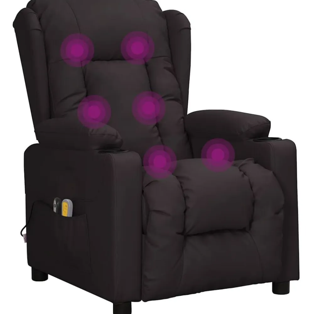 vidaXL Sillón de masaje eléctrico cuero sintético Negro Best