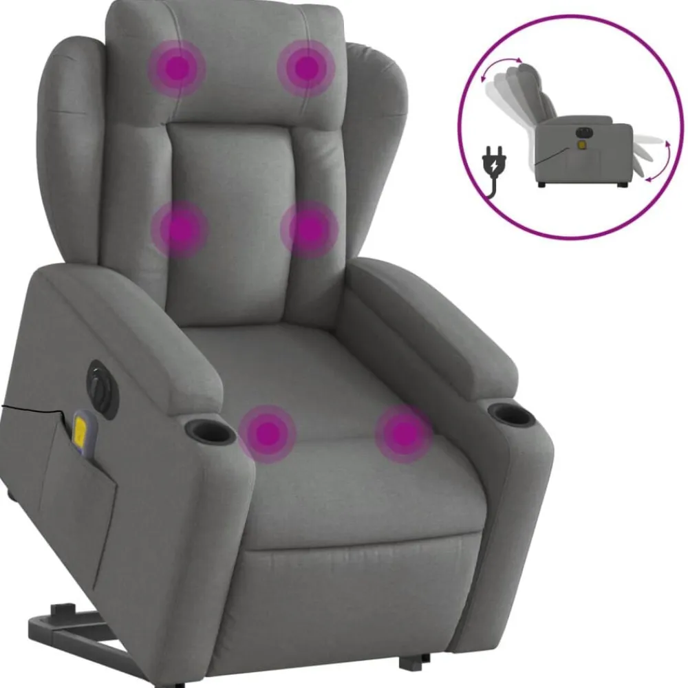 vidaXL Sillas-Sillón de masaje eléctrico reclinable elevable tela