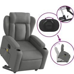 vidaXL Sillas-Sillón de masaje eléctrico reclinable elevable tela
