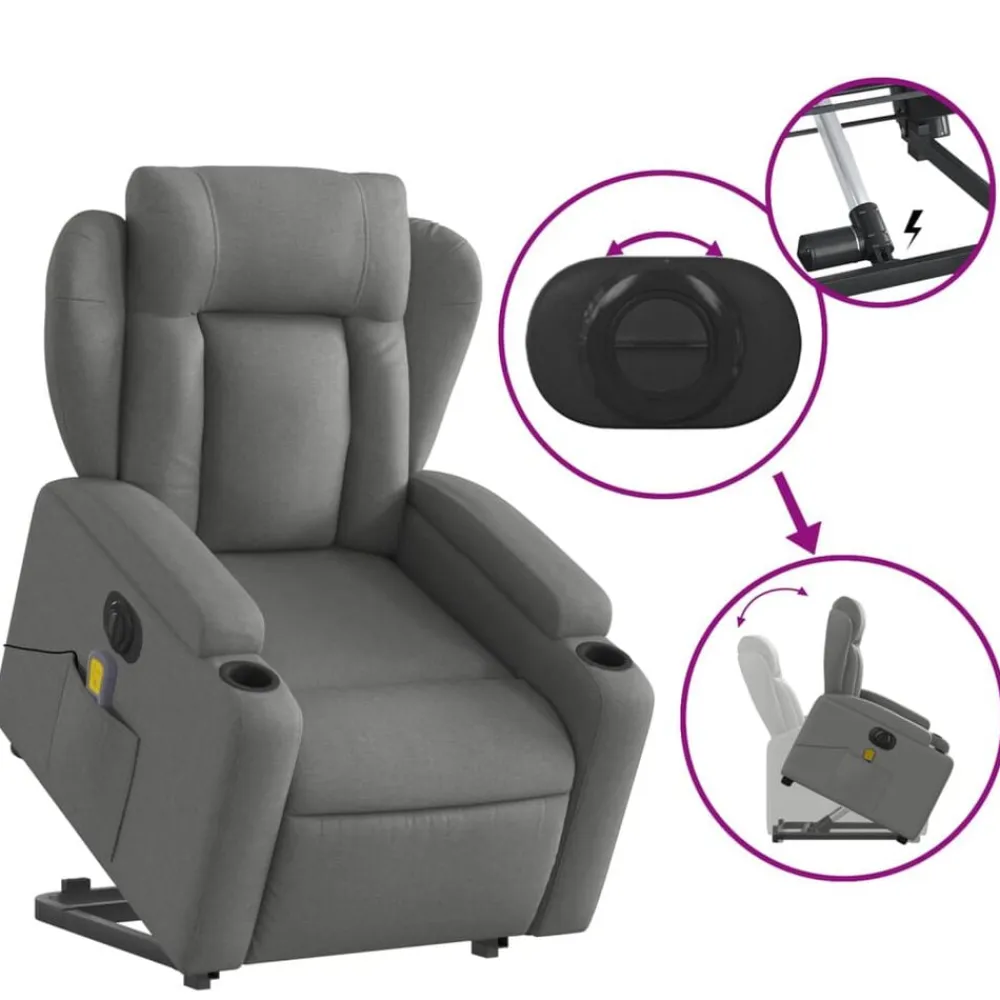 vidaXL Sillas-Sillón de masaje eléctrico reclinable elevable tela