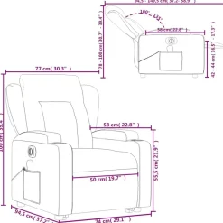 vidaXL Sillas-Sillón de masaje eléctrico reclinable elevable tela