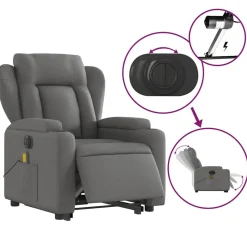 vidaXL Sillas-Sillón de masaje eléctrico reclinable elevable tela