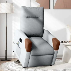 vidaXL Sillón de masaje eléctrico reclinable elevable tela Gris claro Discount