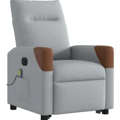 vidaXL Sillón de masaje eléctrico reclinable elevable tela Gris claro Discount