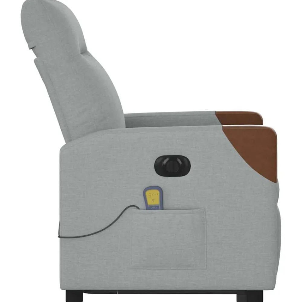 vidaXL Sillón de masaje eléctrico reclinable elevable tela Gris claro Discount
