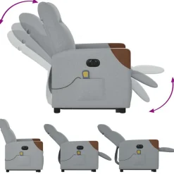 vidaXL Sillón de masaje eléctrico reclinable elevable tela Gris claro Discount