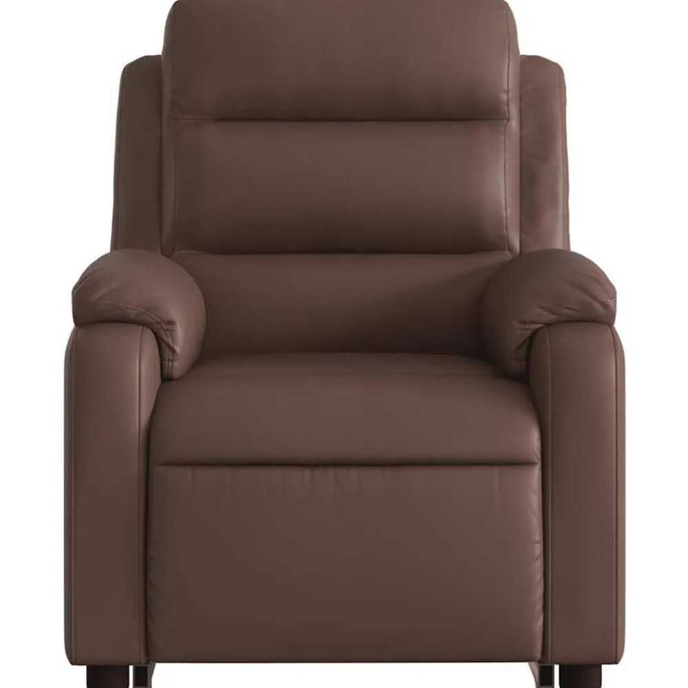 vidaXL Sillas-Sillón de masaje elevable eléctrico cuero sintético marrón