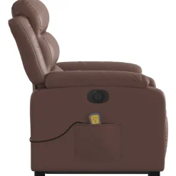 vidaXL Sillas-Sillón de masaje elevable eléctrico cuero sintético marrón